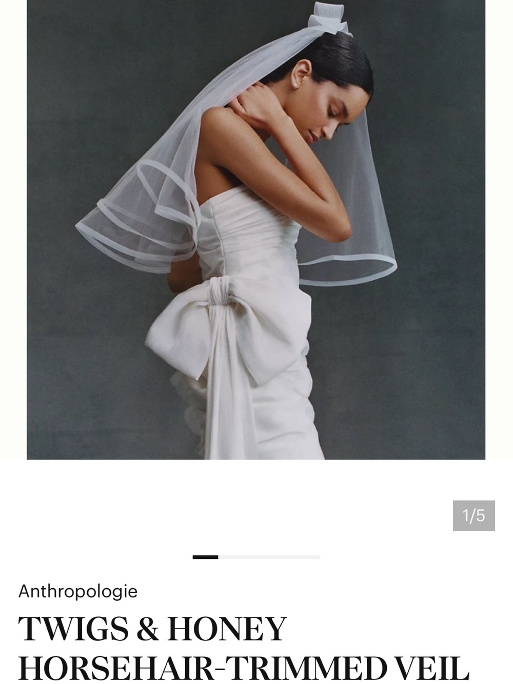 Twigs & Honey White Horsehair-Trimmed Bridal Veil